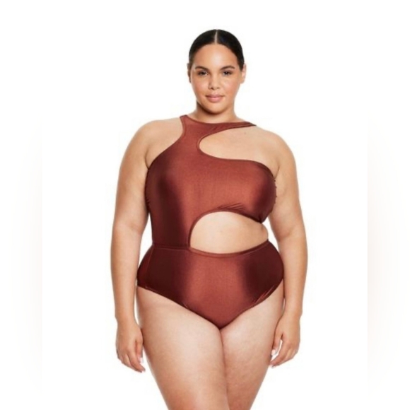 Fe Noel Bronze Cut Out Swimsuit | Size 2X - NWT - Picture 1 of 12